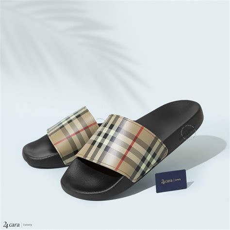 burberry print slides|burberry vintage check slides.